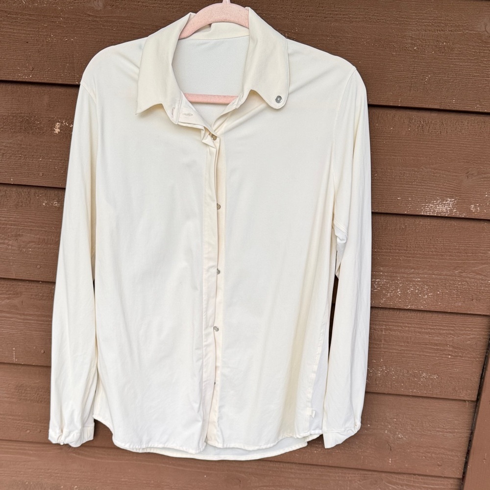 lululemon athletica sweat wicking Cream Button Down Shirt (see measurements)
